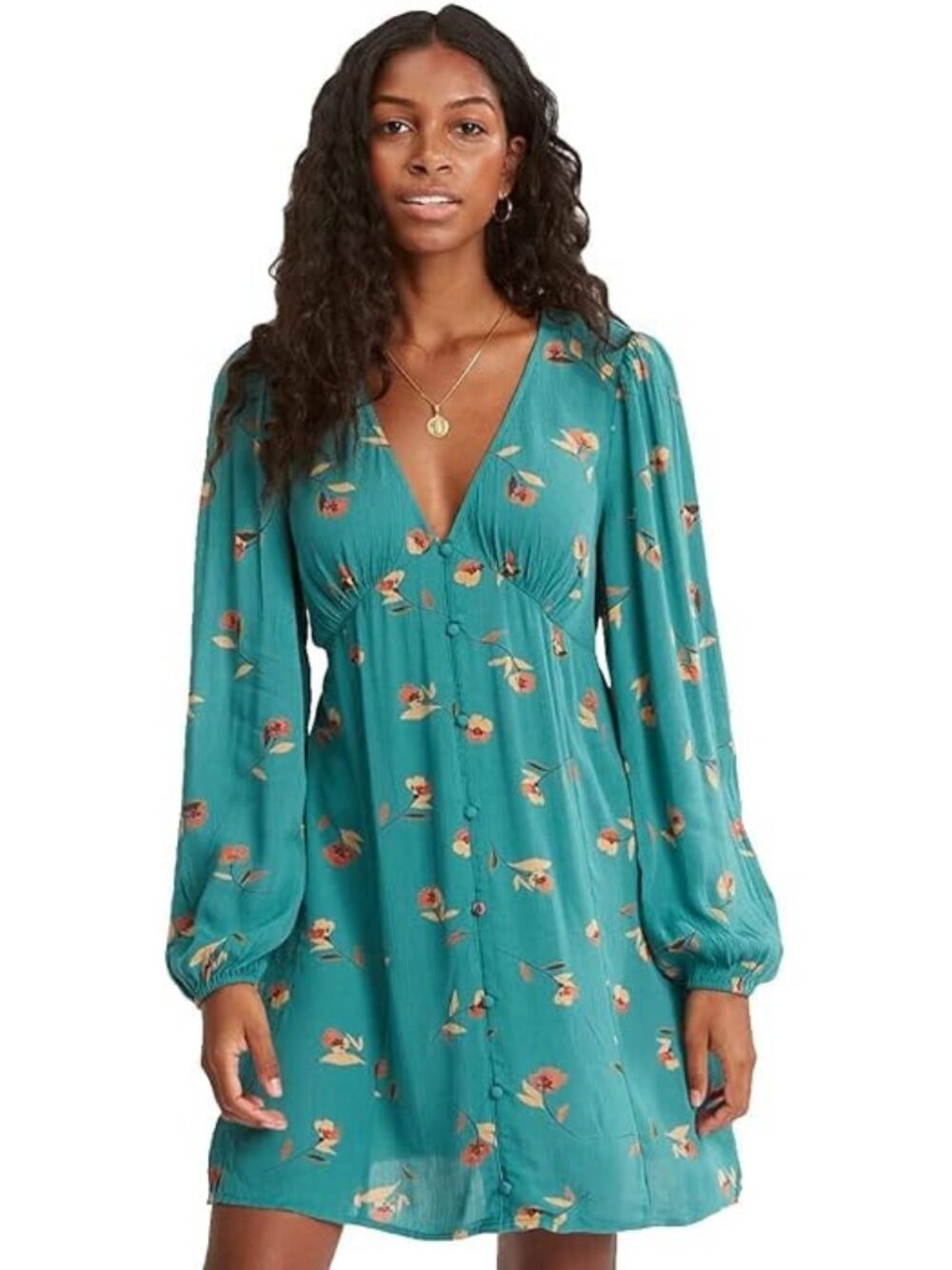 Billabong Mini Dress Women’s Size Medium V-Neck Button Front